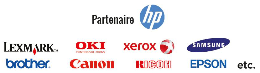Partenaire HP, Lexmark, Oki, Xerox, Samsung, Brother, Canon, Ricoh, Epson...